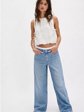 NWT Thakoon Smocked Waist Wide Leg Denim size 4